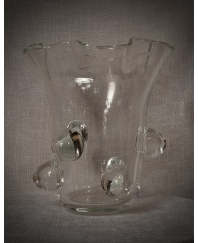 Murano Art Glass Blown Glass Transparent Color Midcentury Vase