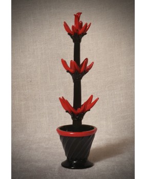 Murano Cactus in Vetro Nero e Rosso, 2000