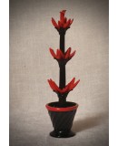 Murano Art Glass Red and Black Cactus, 2000