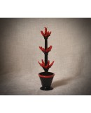 Murano Art Glass Red and Black Cactus, 2000