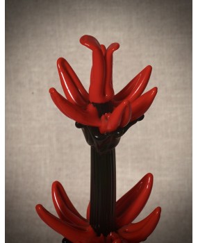Murano Art Glass Red and Black Cactus, 2000