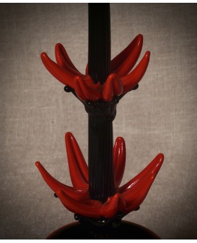 Murano Cactus in Vetro Nero e Rosso, 2000