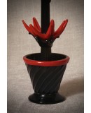 Murano Art Glass Red and Black Cactus, 2000