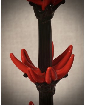 Murano Art Glass Red and Black Cactus, 2000