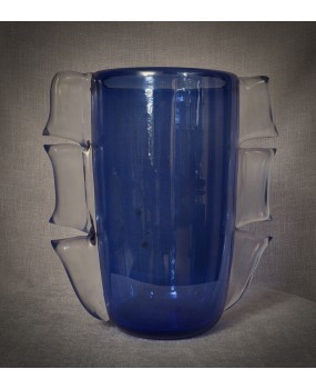 Vaso in Vetro Soffiato di Murano di Colore Azzurro