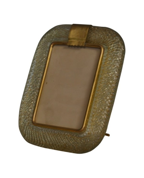 Cornice in vetro artistico color azzurro cielo e oro di Barovier & Tos