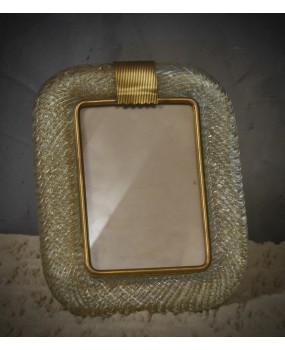 Barovie & Toso Murano Sky Blue and Gold Color Art Glass Picture Frame