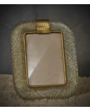 Barovie & Toso Murano Sky Blue and Gold Color Art Glass Picture Frame