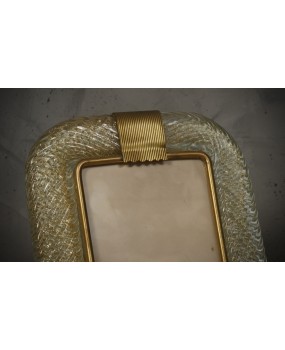 Barovie & Toso Murano Sky Blue and Gold Color Art Glass Picture Frame