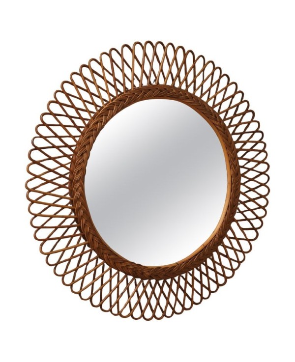Rattan and Wicker Wall Mirror, 1960