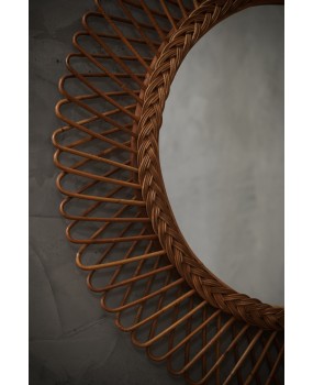 Rattan and Wicker Wall Mirror, 1960
