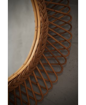 Rattan and Wicker Wall Mirror, 1960