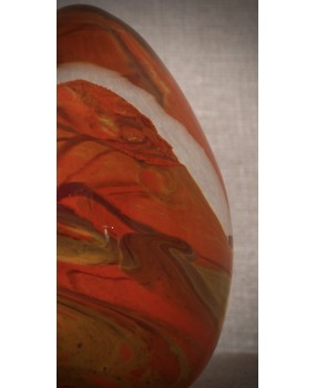 Murano Orange Art Glass Egg, 1980