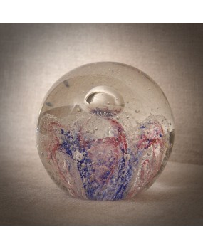 Murano Blu and Pink Art Glass Sphere, 1980