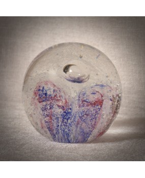 Murano Blu and Pink Art Glass Sphere, 1980