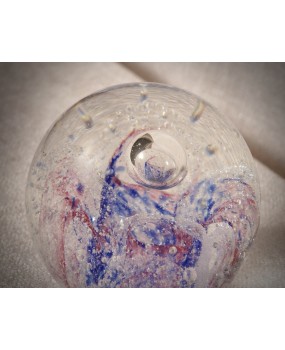 Murano Blu and Pink Art Glass Sphere, 1980