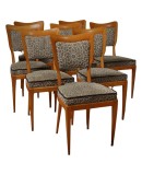 Vittorio Dassi Maple Wood and Velvet Midcentury Dinning Room Chairs, 1