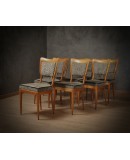 Vittorio Dassi Maple Wood and Velvet Midcentury Dinning Room Chairs, 1