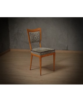 Vittorio Dassi Maple Wood and Velvet Midcentury Dinning Room Chairs, 1