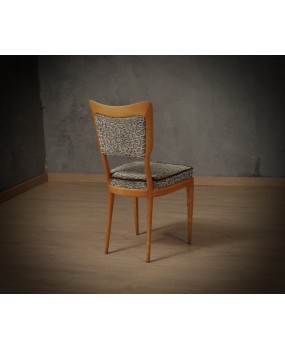 Vittorio Dassi Maple Wood and Velvet Midcentury Dinning Room Chairs, 1