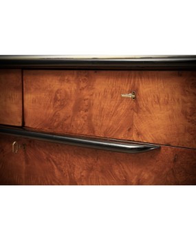 Art Deco Walnut and Goat Skin Italian School Commode and Chest of Drawers, 1930