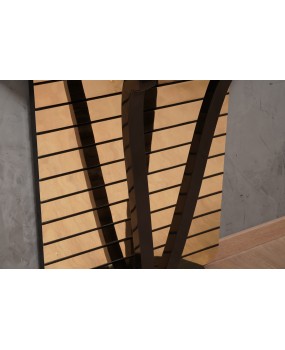 MidCentury Demi-Lune Black and Mirror Console Table