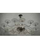 Lampadario  Ovale in Vetro Soffiato Trasparente di Murano