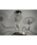 Lampadario  Ovale in Vetro Soffiato Trasparente di Murano