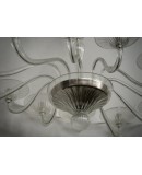 Murano Art Blown Transparent Glass Oval MidCentury Chandelier and Pend