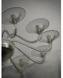 Murano Art Blown Transparent Glass Oval MidCentury Chandelier and Pend