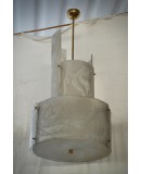 Lampadario Rotondo in Vetro Artistico Bianco di Murano