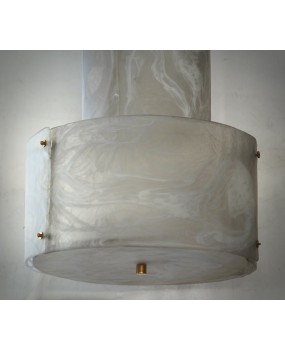 Lampadario Rotondo in Vetro Artistico Bianco di Murano