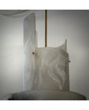 Lampadario Rotondo in Vetro Artistico Bianco di Murano