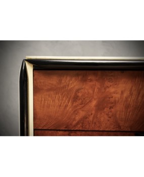 Art Deco Walnut and Goat Skin Italian School Commode and Chest of Drawers, 1930