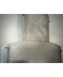 Murano Round White Art Glass and Brass Chandeliers and Pendant