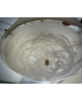 Lampadario Rotondo in Vetro Artistico Bianco di Murano