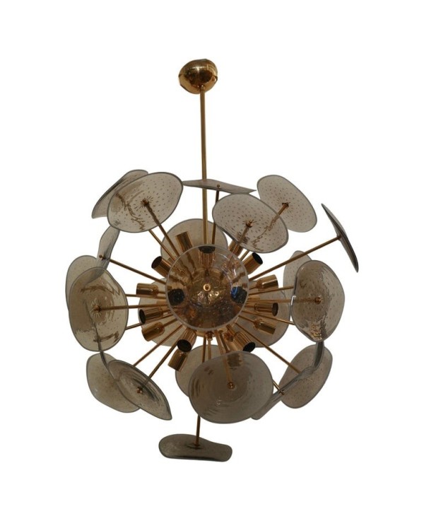 Lampadario in Vetro Artistico Color Fumé di Murano a Sputnik
