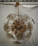Lampadario in Vetro Artistico Color Fumé di Murano a Sputnik