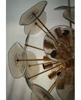 Lampadario in Vetro Artistico Color Fumé di Murano a Sputnik