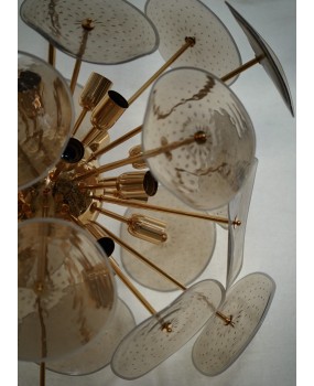 Lampadario in Vetro Artistico Color Fumé di Murano a Sputnik