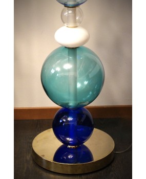 Murano Totem Glass Parts and Brass Floor Lamp
