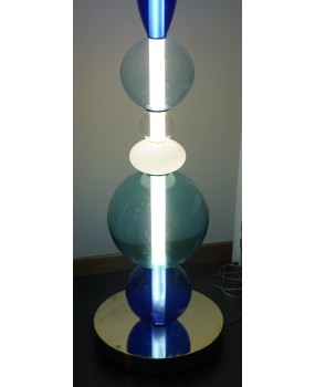 Murano Totem Glass Parts and Brass Floor Lamp