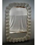 Murano Cream Art Glass and Brass Italian Console / Wall Mirror
