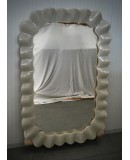 Murano Cream Art Glass and Brass Italian Console / Wall Mirror