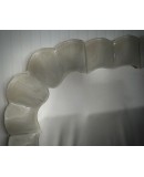 Murano Cream Art Glass and Brass Italian Console / Wall Mirror