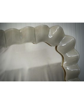 Murano Cream Art Glass and Brass Italian Console / Wall Mirror