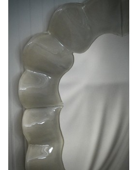 Murano Cream Art Glass and Brass Italian Console / Wall Mirror