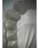 Specchio in Vetro Artistico Color Crema di Murano e Ottone