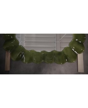 Murano Green Art Glass and Brass Italian Console / Wall Mirror