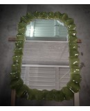 Murano Green Art Glass and Brass Italian Console / Wall Mirror